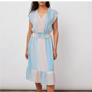 Rails Blue and Pink Sundress with V-Neck Midi Design